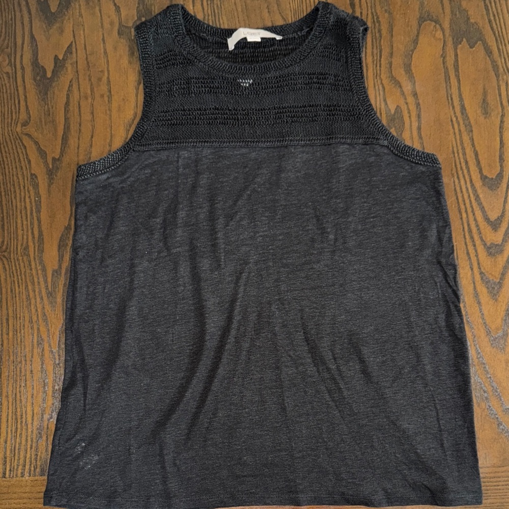 LOFT Black Textured Tank Top